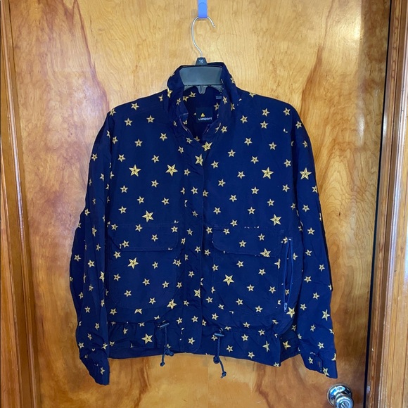 Vintage 90’s Liz Sport Star Pattern Navy Blue Cropped Jacket Size Small - Picture 13 of 14